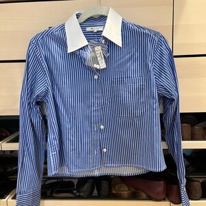NWT: Madewell Blue and White Striped Button Down Shirt, XS